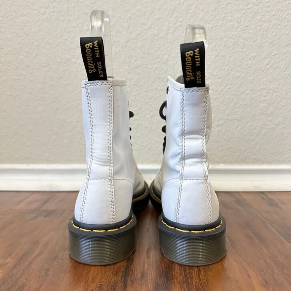 DR. MARTENS Womens 1460 8-Eye Leather Boot in White - Picture 7 of 11
